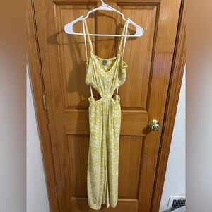 Aerie floral jumpsuit with cut outs and open back, size XS